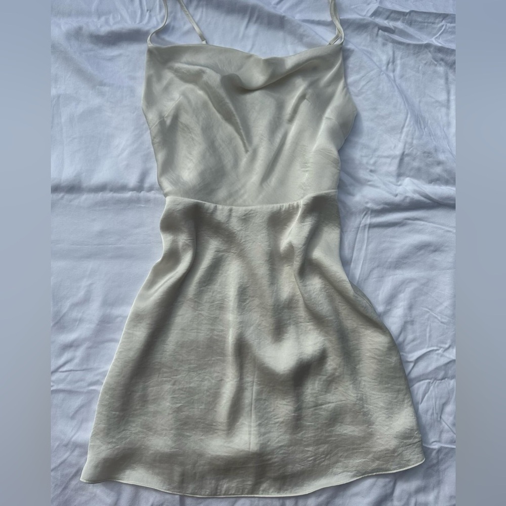 aritzia sunday best satin cowl neck dress